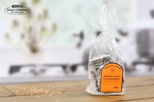 Ciasteczka orkiszowe w gorzkiej czekoladzie obsypane kokosem 200g